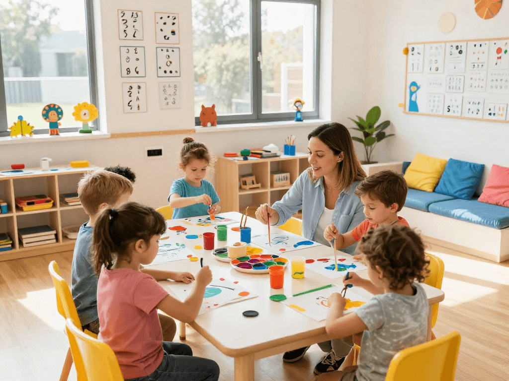 Dynamic preschool learning environment at pre nursery Singapore focusing on creativity.