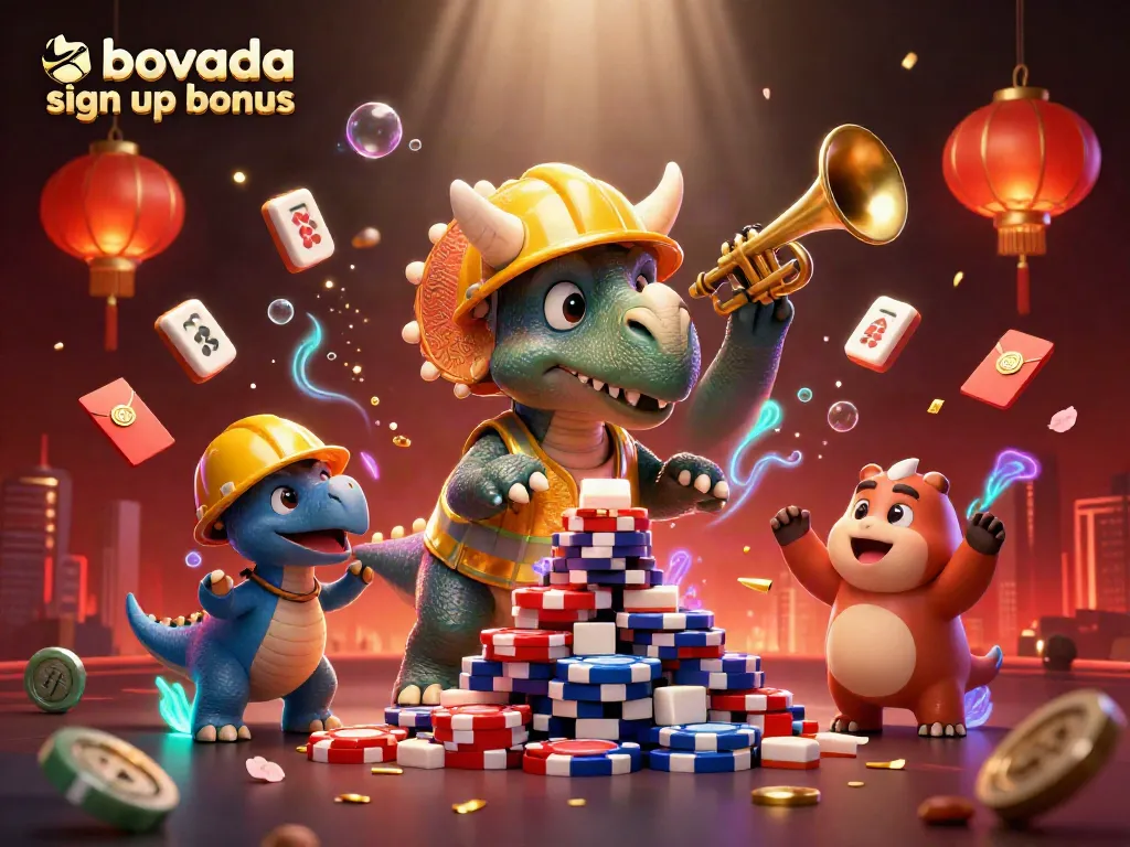 Celebrate your Bovada sign up bonus with exciting gaming elements and festive characters.