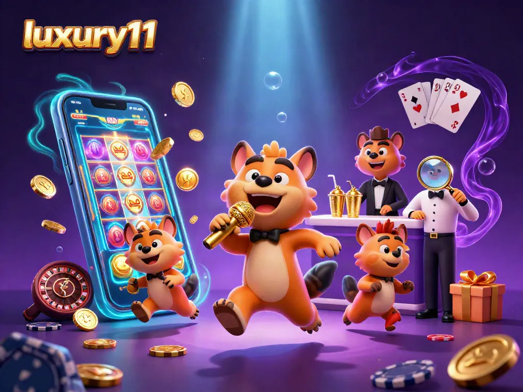 Engage with luxury111 at a lively casino scene featuring hyenas in comedy roles surrounded by vibrant gaming elements.