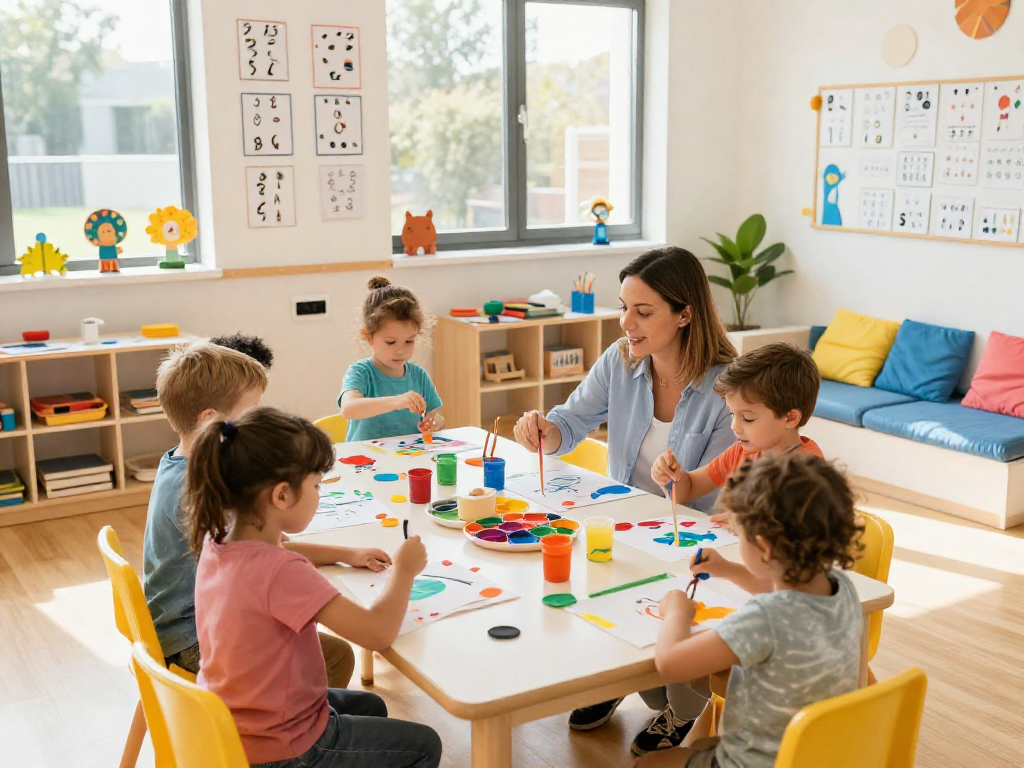 Dynamic preschool learning environment at pre nursery Singapore focusing on creativity.