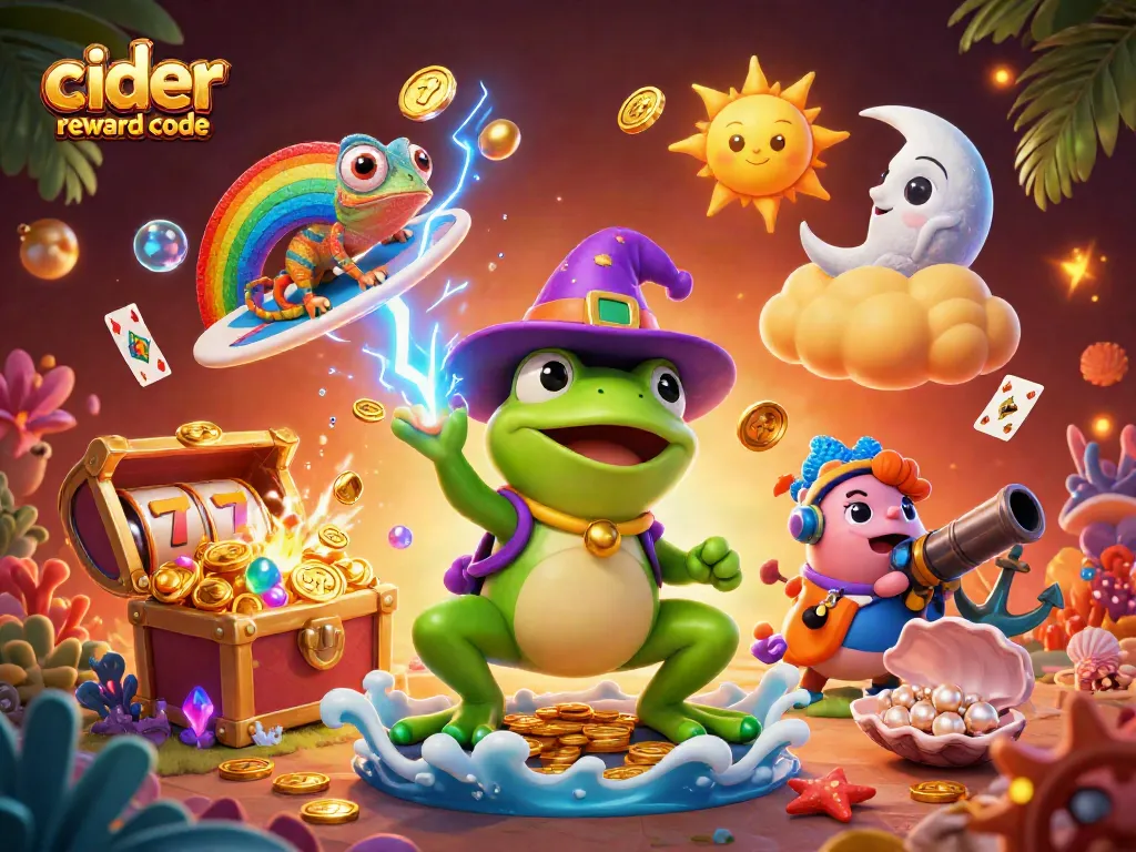 Play slots with the cider casino reward code amidst a vibrant coin-storm scene featuring dynamic casino elements.