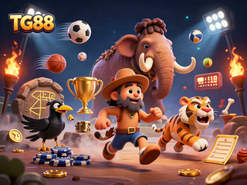 Experience TG88's thrilling casino action with vibrant cartoon characters and dynamic gaming elements.