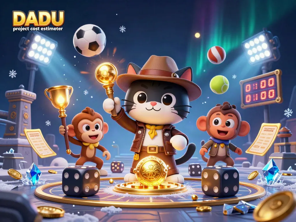 DADU project cost estimator reveals valuable insights alongside 3D rendered casino themes and characters.