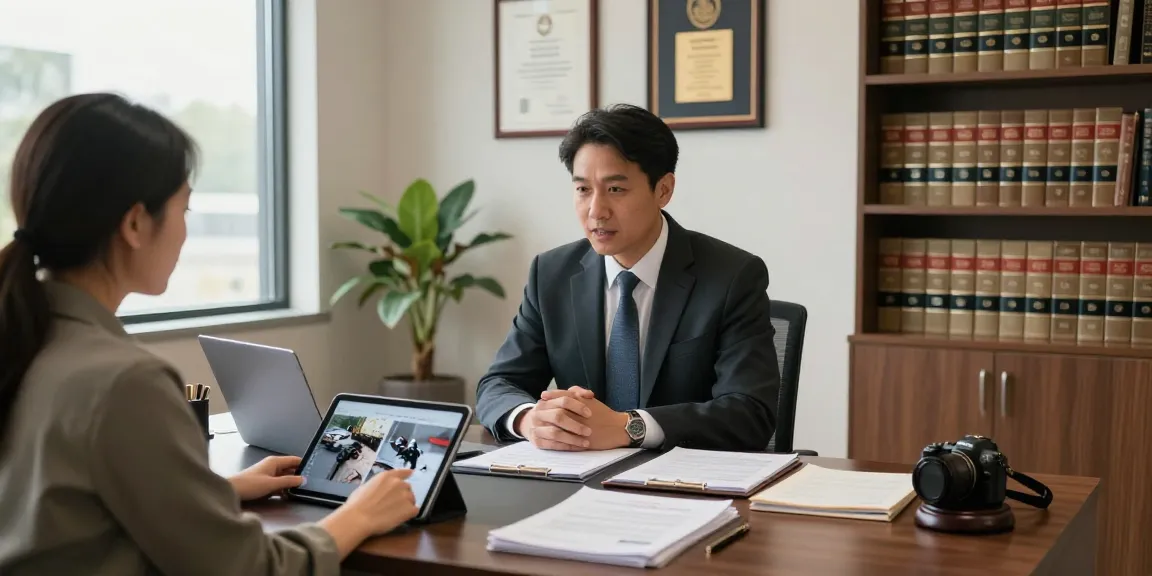 California personal injury lawyer consultation in a professional office with legal documents.