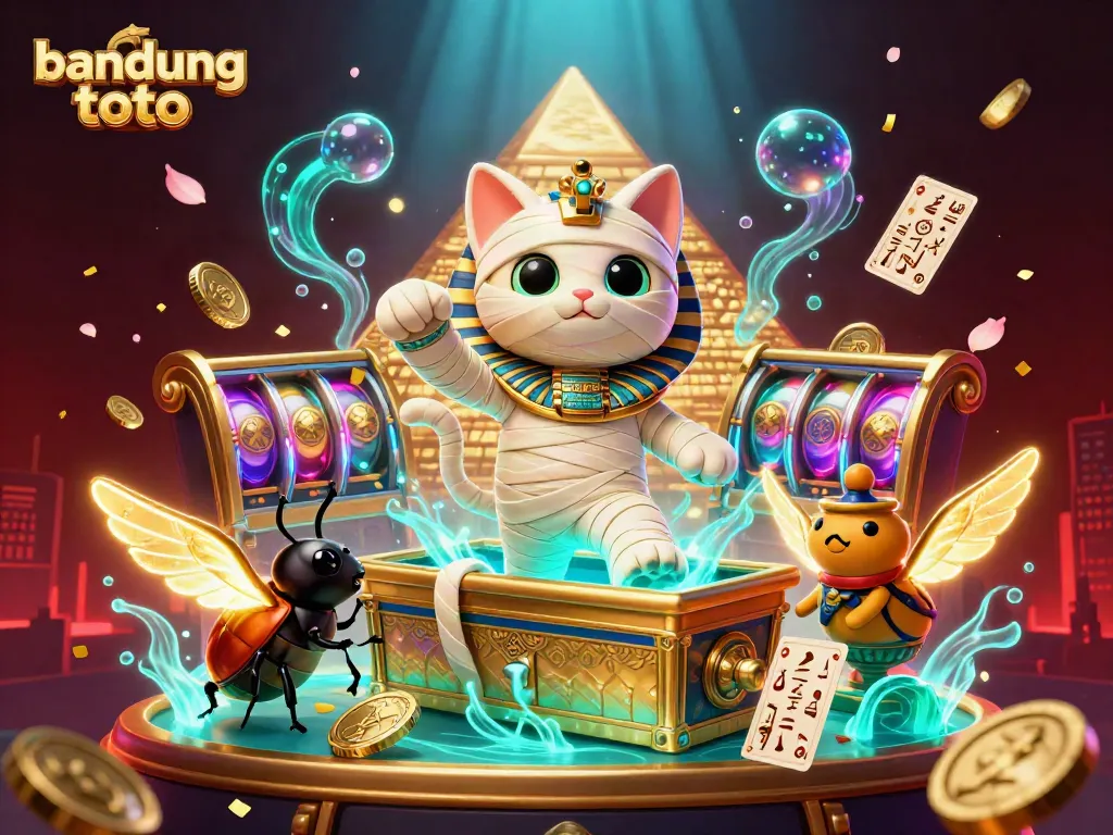 Join the excitement at bandung toto with a colorful casino scene featuring slots and prizes.