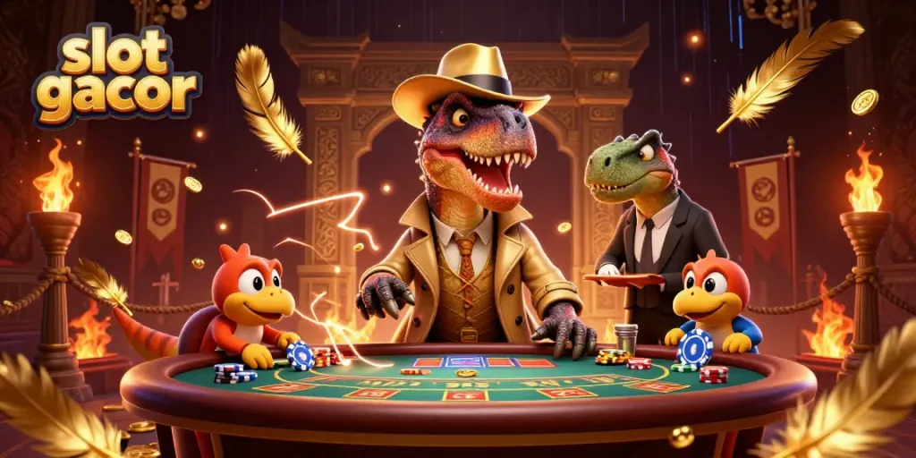 Watch the slot gacor scene come alive with a velociraptor card counter, stegosaurus pit boss, and compy pickpocket.