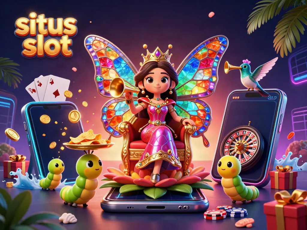 Engage with situs slot through vibrant illustration of a fantasy casino scene.
