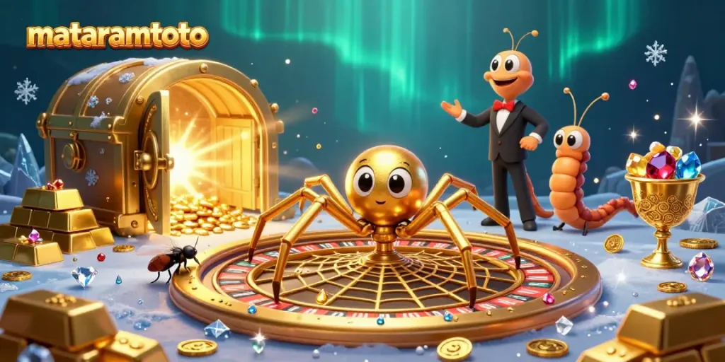 Experience thrilling bets at mataramtoto with a fly on the roulette edge and a spider spinning gold!