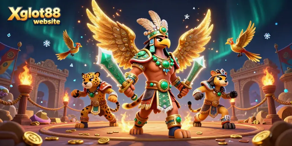 Permainan seru di Xgslot88 website dengan ilustrasi gua kasino tiga dimensi yang dramatis dan kaya detail.