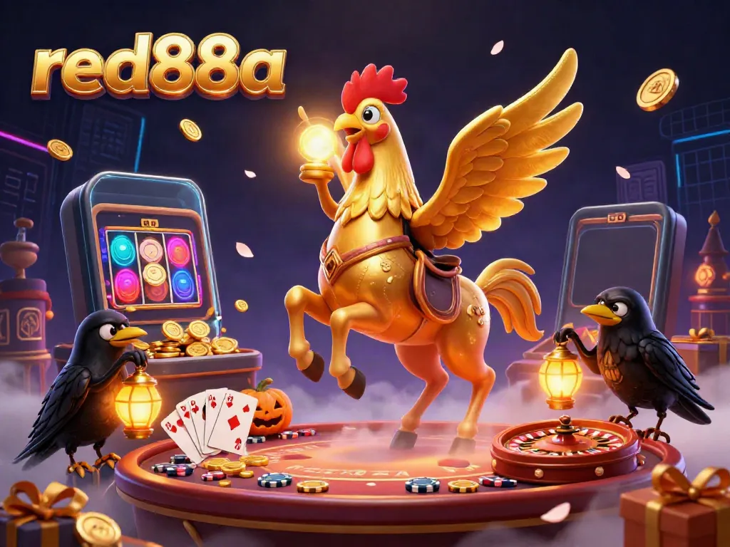 Experience the thrill of slot adventures with red88a in a magical casino scene.