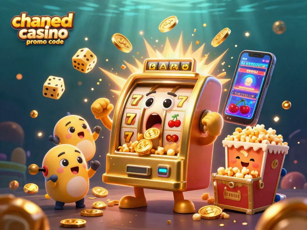Exciting scene with chanced casino promo code highlights, dynamic slot machines celebrating jackpots.