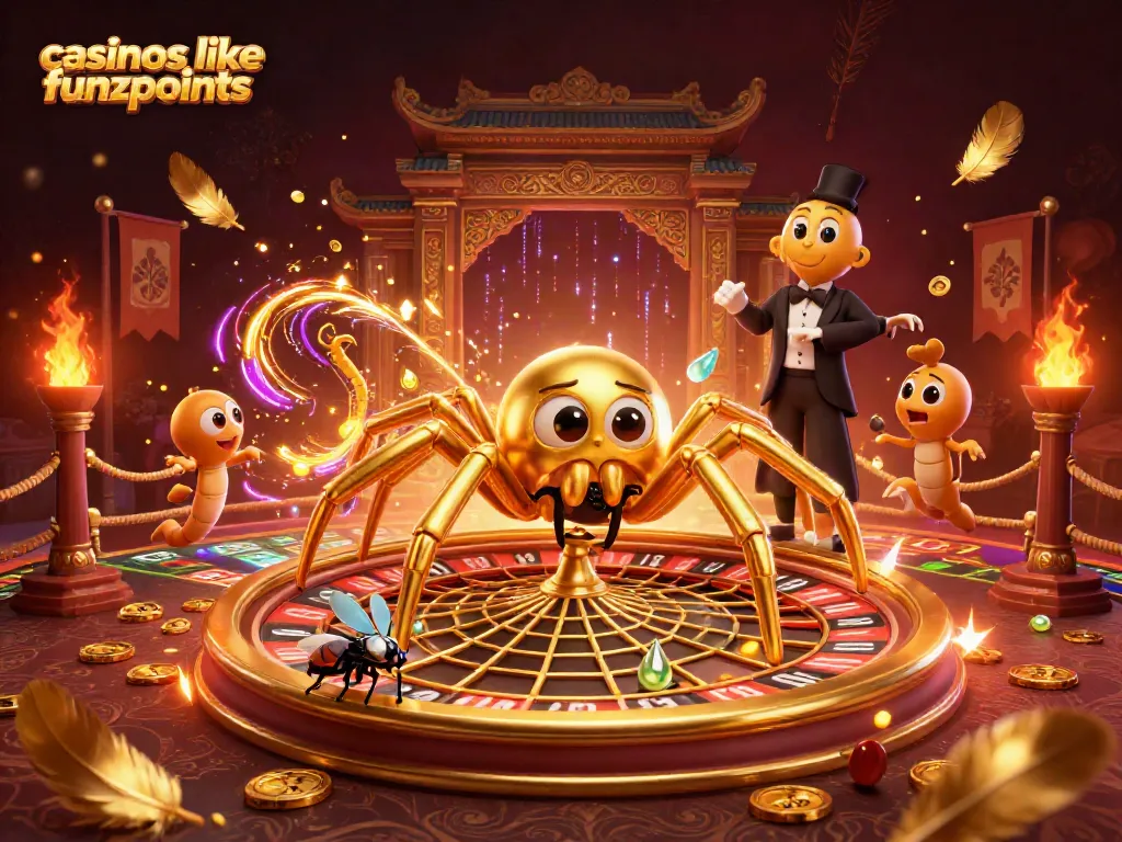 Engage in gameplay at casinos like funzpoints with vibrant characters in a dynamic roulette-themed scene.