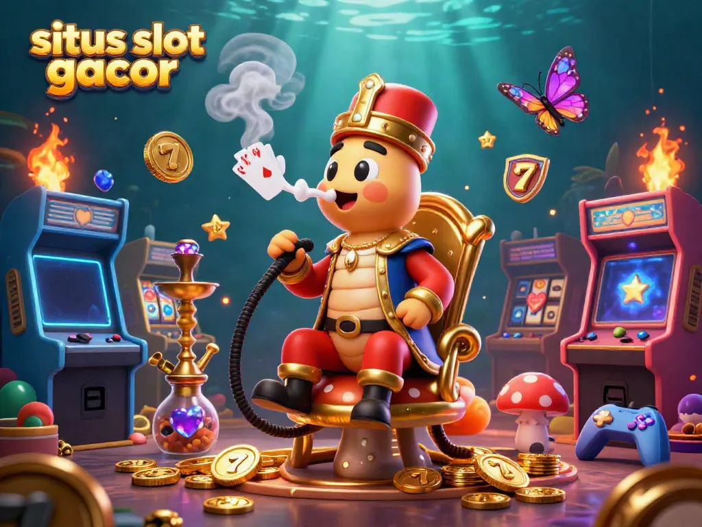 Engage in thrilling gaming with situs slot gacor, showcasing colorful slot reels and a magical atmosphere.
