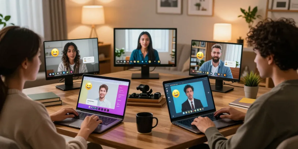 Dynamic nsfw chat scene with diverse individuals engaging in online conversation, showcasing interactive avatars and creative expressions in a cozy setting.