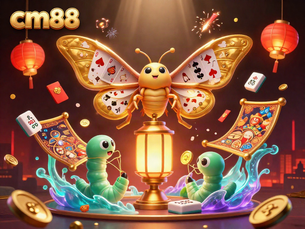 Experience thrilling gaming with cm88's vibrant 3D casino illustration featuring a majestic moth.