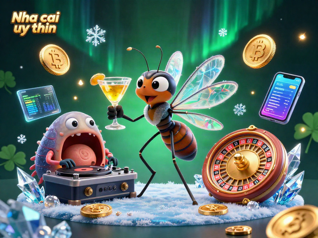 Nha cai uy tin showcases vibrant 3D casino characters amid neon crypto elements for engaging gameplay.