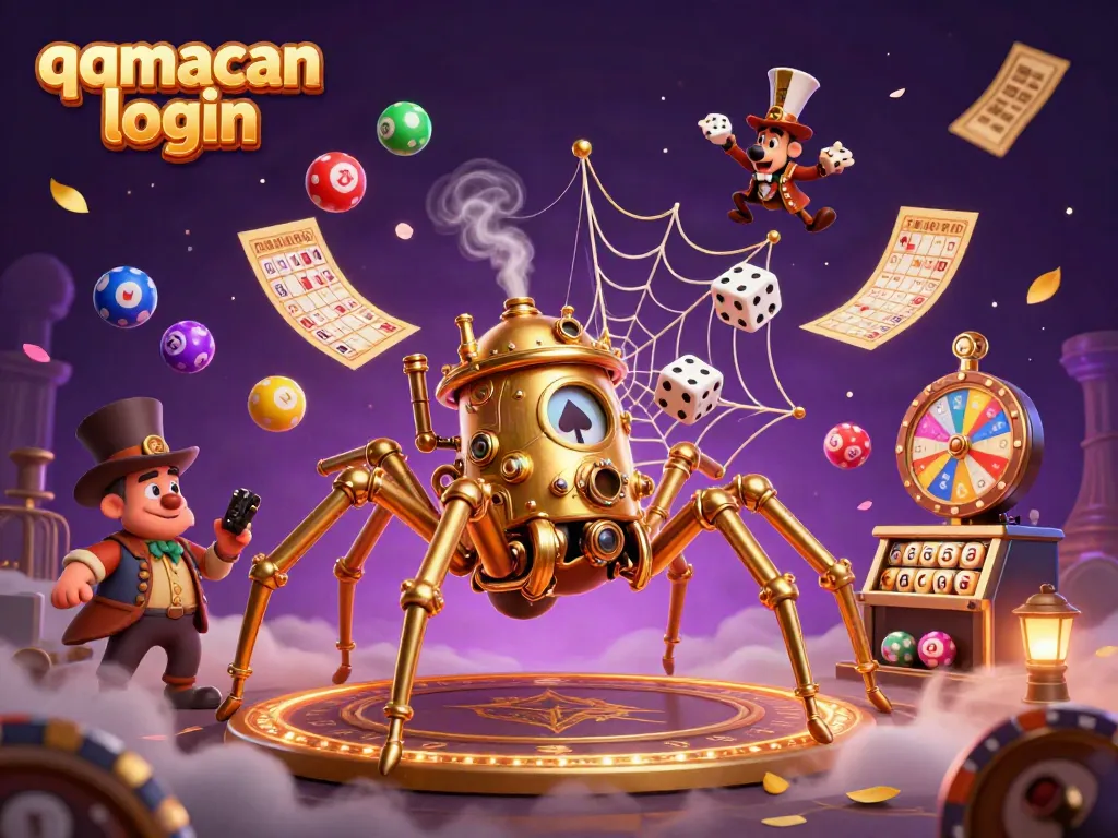 Capture more wins with qqmacan login in an enchanting 3D casino scene filled with vibrant game elements.