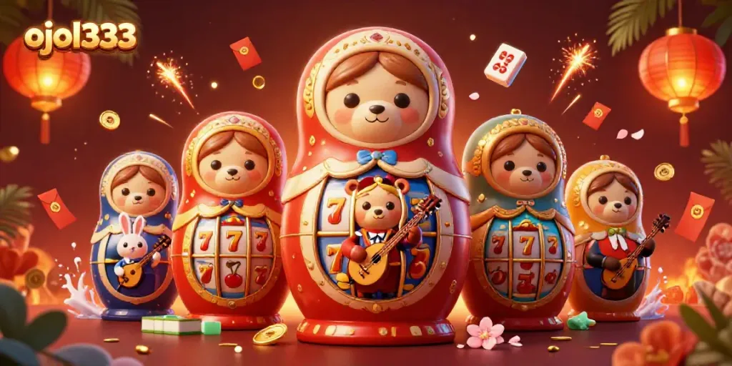 Engage with ojol333's exciting casino scene featuring 3D animated dealers and vibrant slot machines.