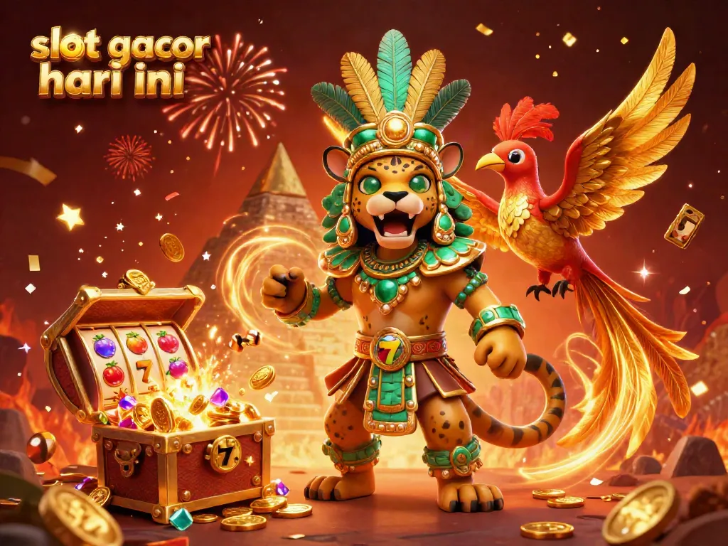 Engage in thrilling wins with slot gacor hari ini as Mayan priest celebrates with treasures and jackpot symbols.