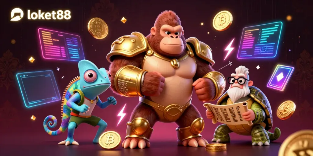 Engage with loket88's gaming adventure featuring powerful characters and captivating neon elements.