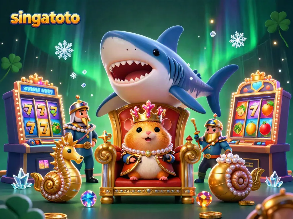 Engage in thrilling slot gameplay at singatoto with a unique 3D casino illustration featuring the golden hamster king.