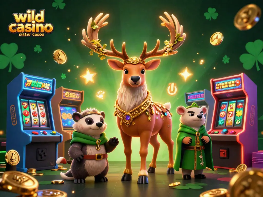 Engage with wild casino sister casinos in a vibrant, enchanted 3D gaming world filled with slot machines and mystical characters.