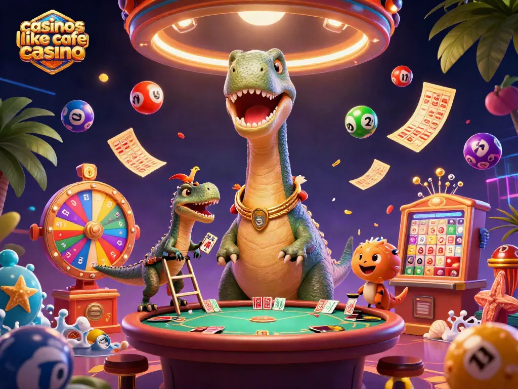 Experience thrilling action at casinos like cafe casino featuring vibrant lottery balls and joyful characters.