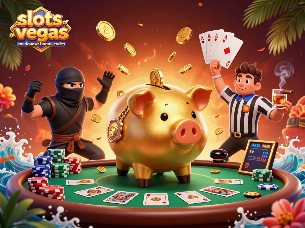 Join the fun with slots of vegas no deposit bonus codes featuring a golden piggy bank and poker action!