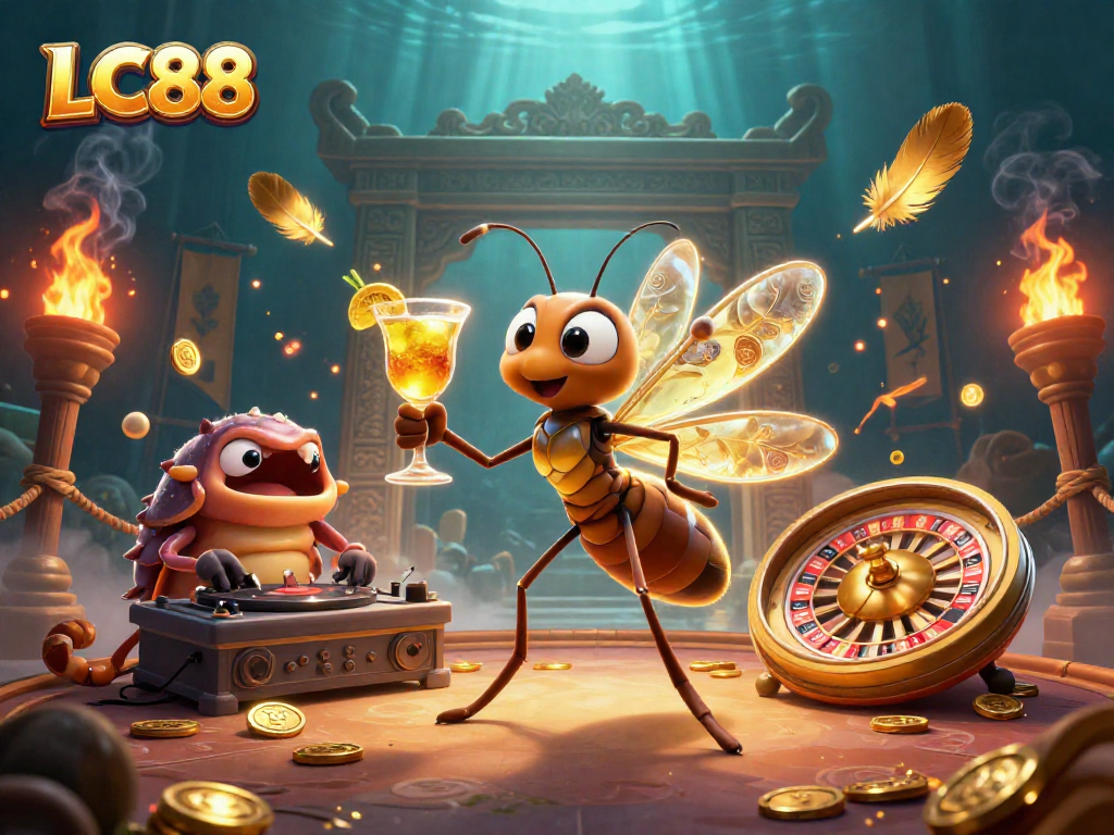 Join the thrilling world of LC88 casino illustrated with vibrant elements and engaging characters.