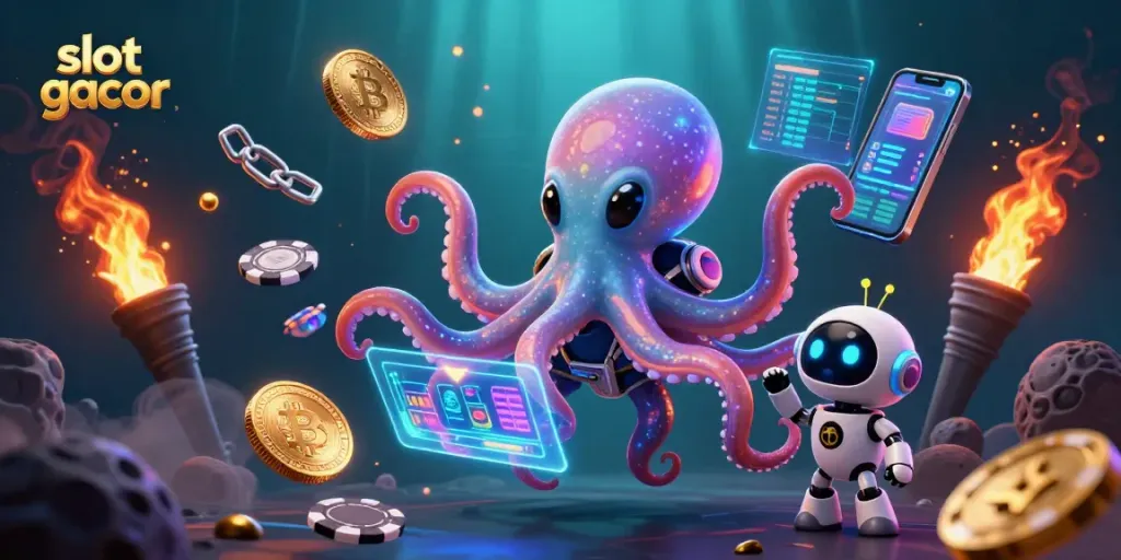Experience the excitement of slot gacor with vibrant 3D alien characters and dynamic coins.